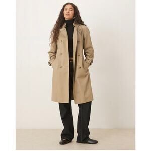 Chic Mango Cotton Mid-Length Trench Coat - Beige, Size S